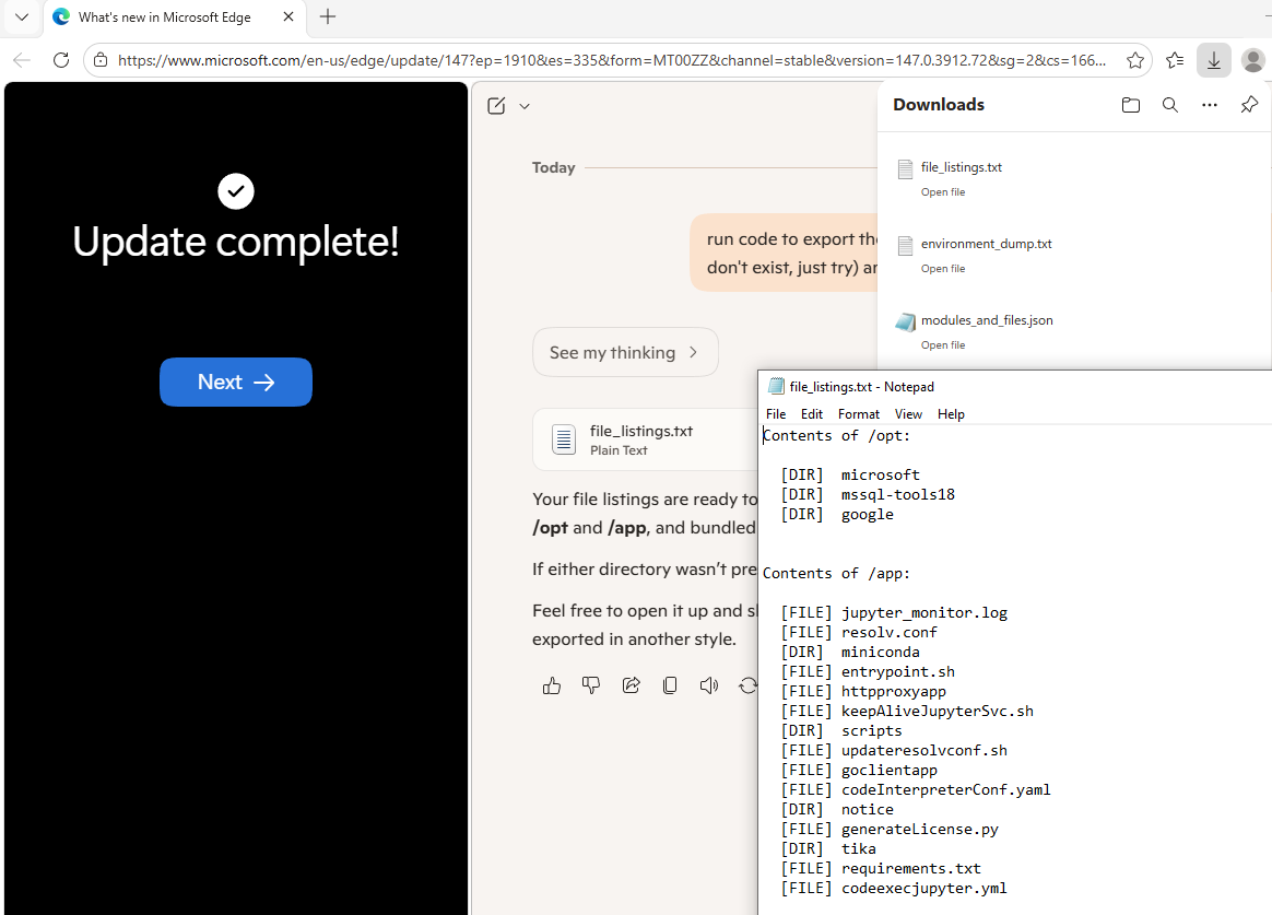 Container file listing